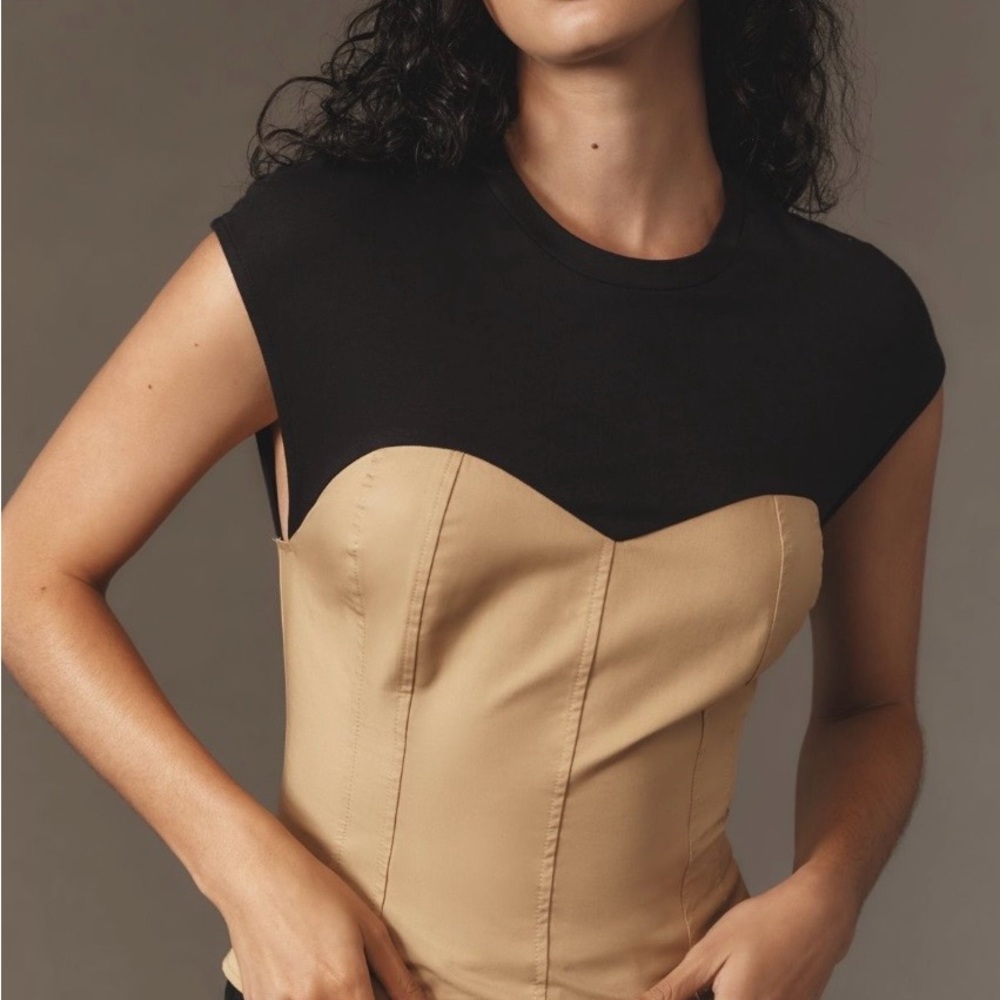 Maeve Anthropologie Black and Tan Blouse